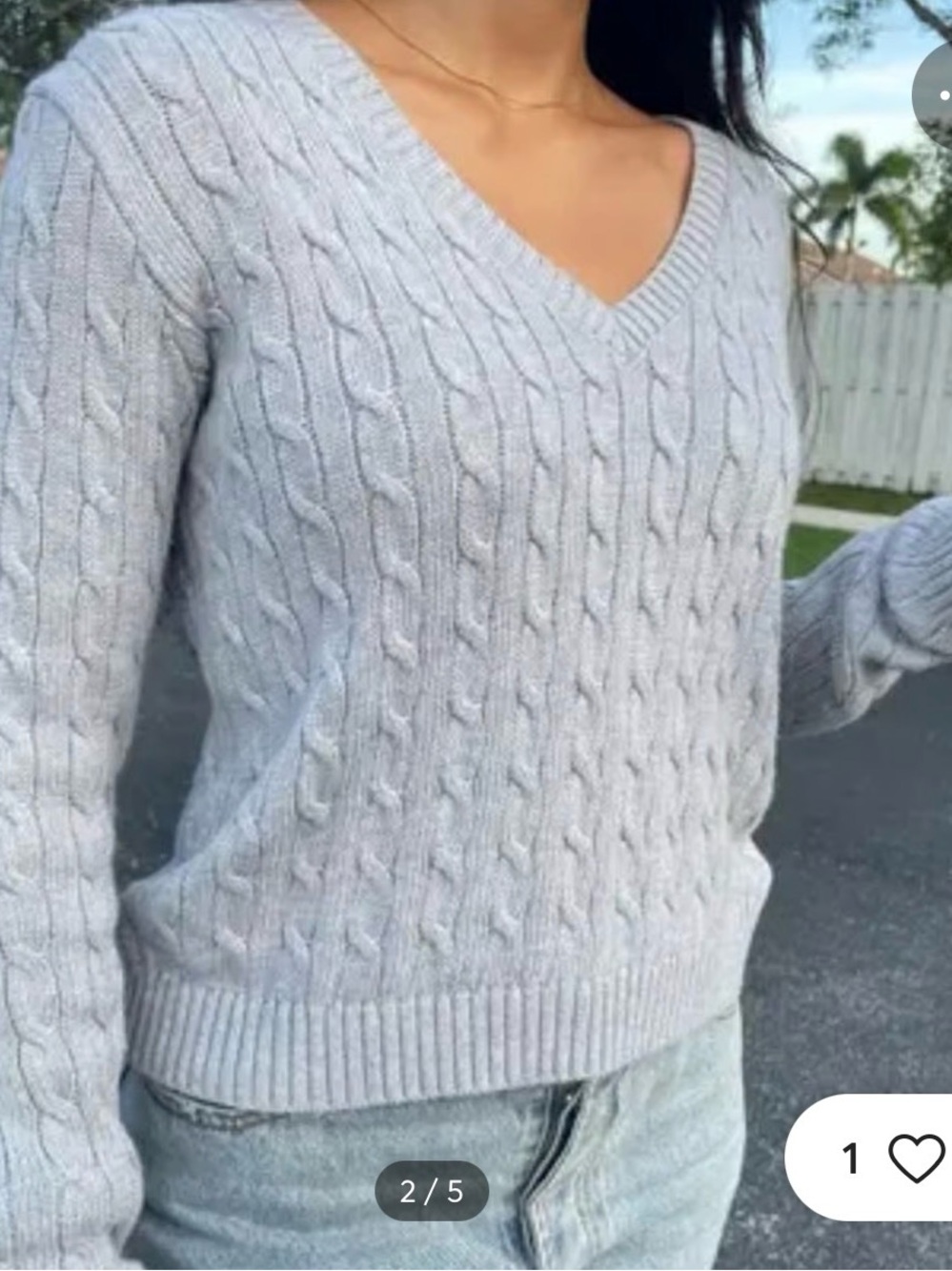 Brandy Melville V-Neck Gray Sweater